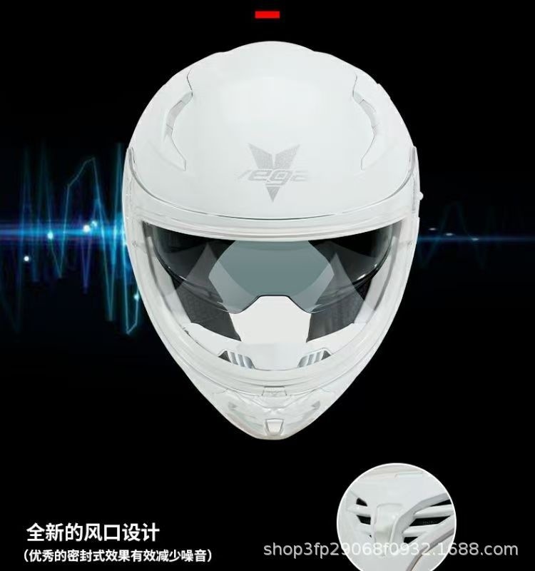 American Vega Motorcycle Helmet for Men and Women, Bluetooth Racing Helmet, Four-Season Sun Protection Full-Face Helmet, Retro Motorcycle Helmet with Large Tail Wing, 3C