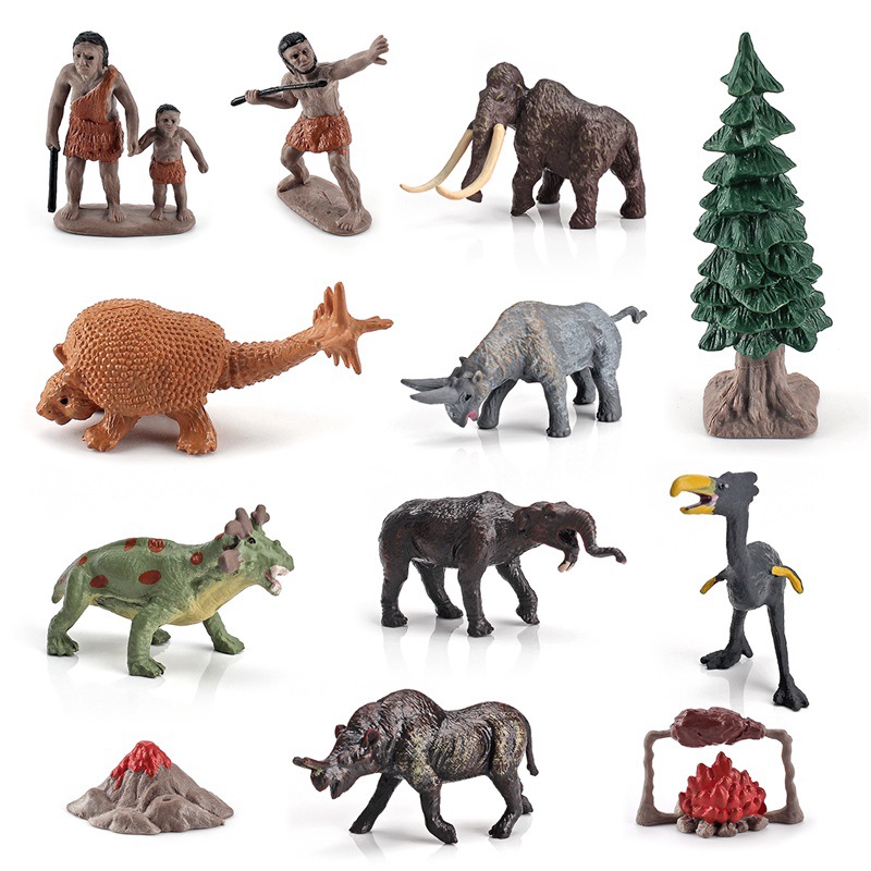 Simulación amazónica animal prehistórico modelo humano primitivo niño cognición de tiempos antiguos escenas de vida decoración