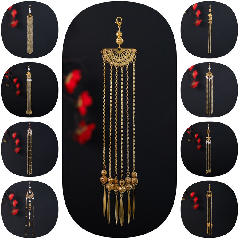 Removable round fan tassel pendant antique hairpin accessories semi-finished products step shake fan accessories Chinese pendant pendant