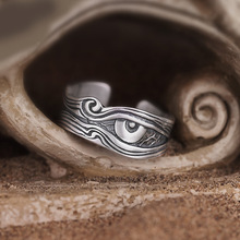 原创设计「荷鲁斯之眼」纯银男士戒指上帝潮男银单身个性恶魔之眼