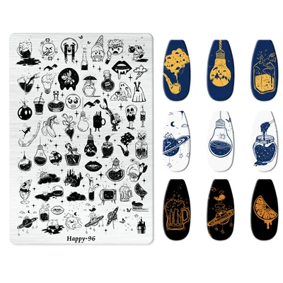 Dırnaq bəzəkləri, Popular Jingtian Nail Art Stamping - happy-096-with-back-plate