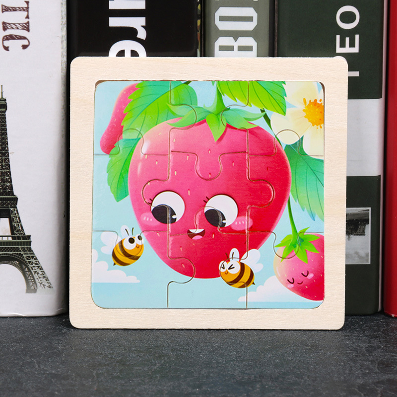 Puzzle pequeño plano de madera de 9 piezas Animal Ocean Traffic Kindergarten Educación temprana Juguetes educativos Puzzle simple de entrada