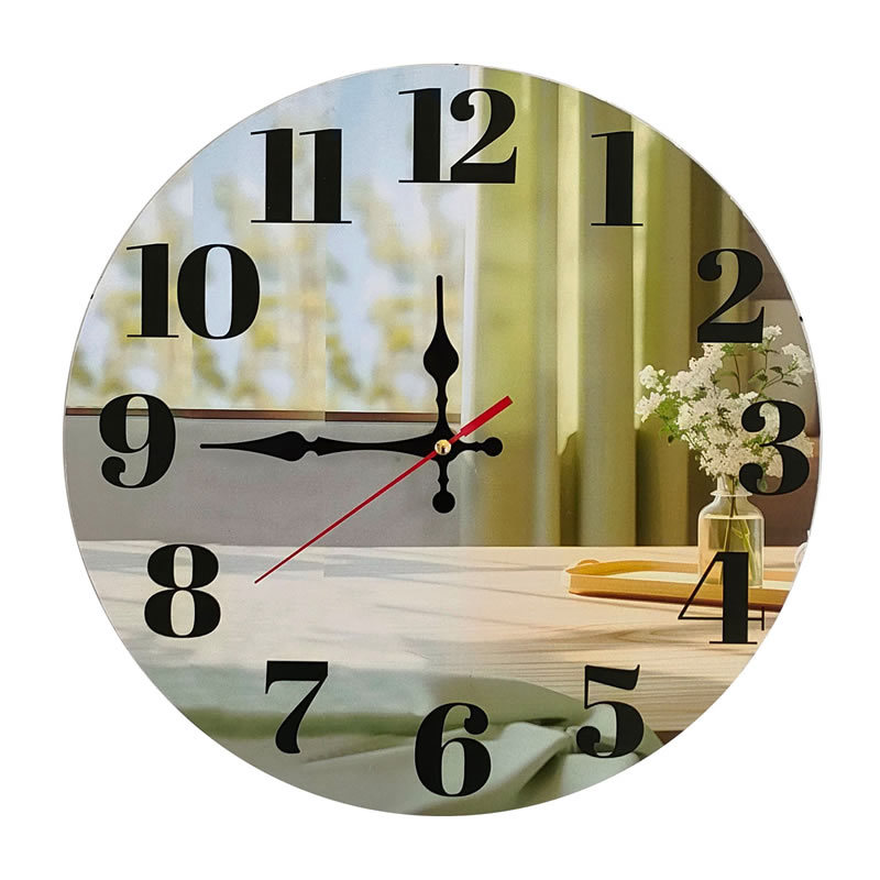 2D sin marco pintura flor reloj de pared redondo de 10 pulgadas reloj electrónico minimalista creativo hogar escaneo segundo reloj de venta caliente transfronteriza