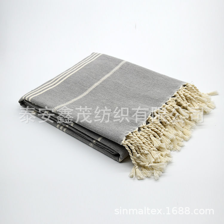 Customized European and American Striped Beach Towel Turkish Tassel Bath Towel Beach Towel Cotton Beach Towel Peshtemal