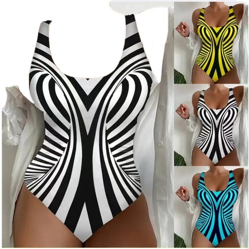 2025 Women's Beach Sand Swimwear Tie-Dye 3D Print European and American Summer One-Piece Swimsuit