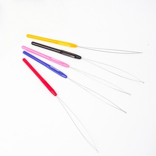 Colorful Plastic Handle Hair Extension Tool, Needle Threader, Hair Extension Beading Tool, Wig Crochet Hook