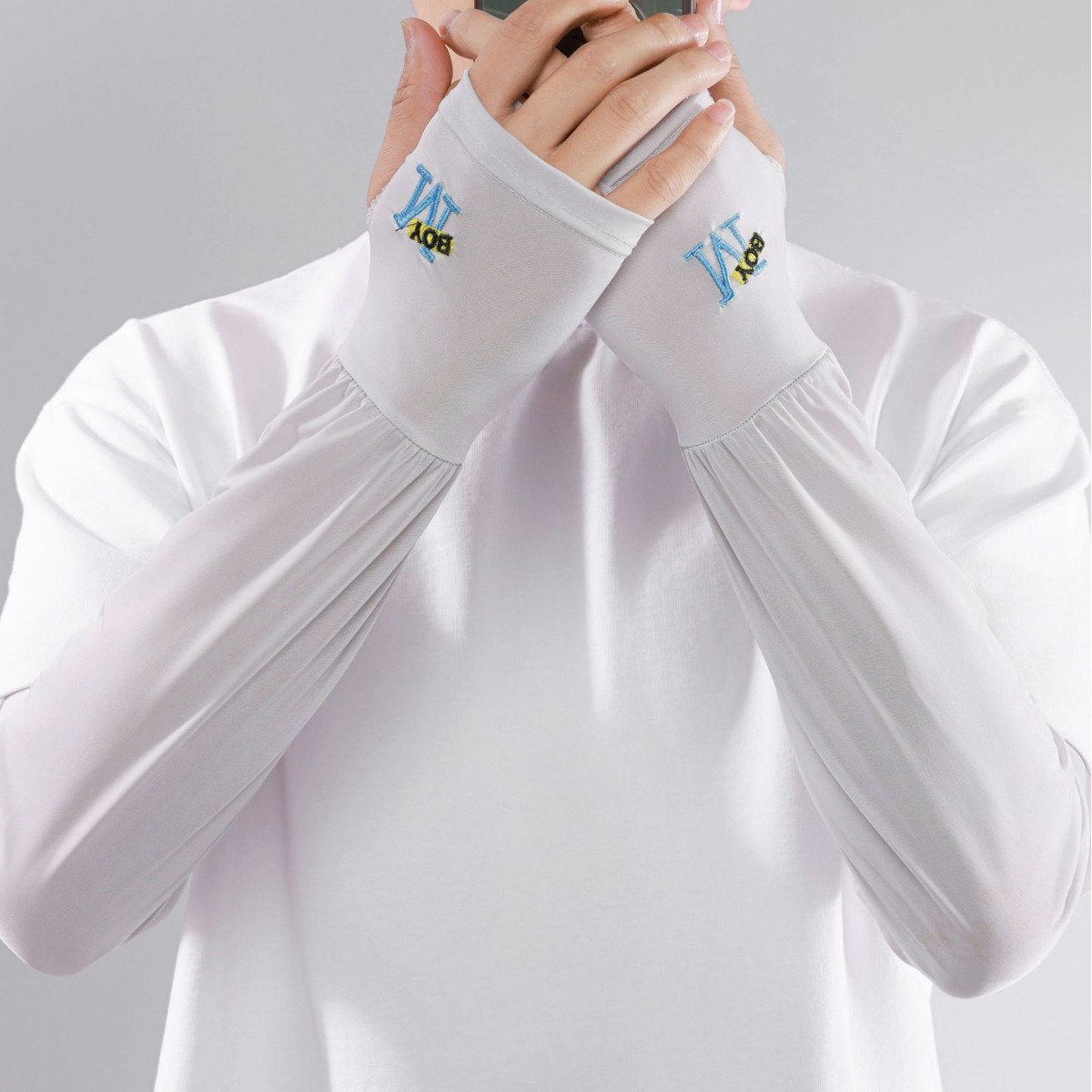 (2개) 남성용 아이스 슬리브 느슨한 플러스 사이즈 야외 라이딩 스트레이트 여름 얇은 팔 프로텍터 슬리브 아이스 실크 선스크린 슬리브