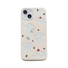 奶黄可爱镂空大象适用iPhone15ProMax苹果14手机壳13双层12女11