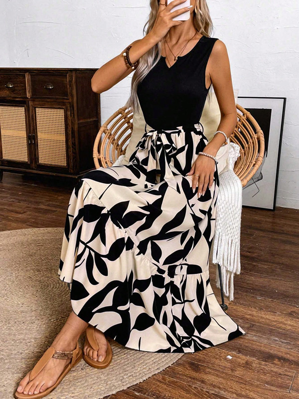 Elegant Color Block Sleeveless Dress for Women Spring Summer Fashion Perfect for Casual or Formal Occasions Wholesale