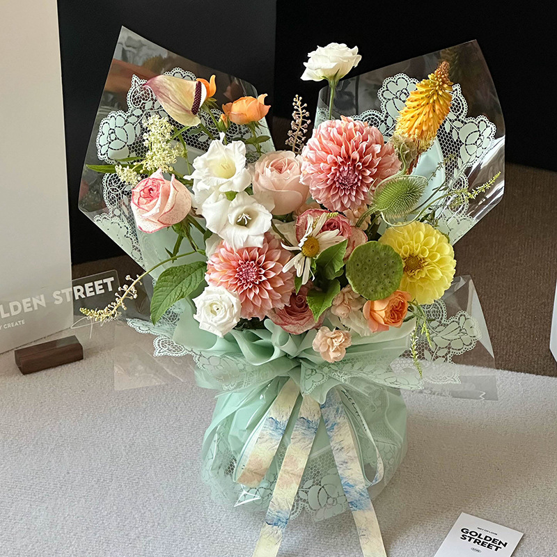 Huaxi encaje pequeño papel de embalaje de flores papel de embalaje de flores artesanal DIY florista impermeable materiales de flor al por mayor comercio exterior