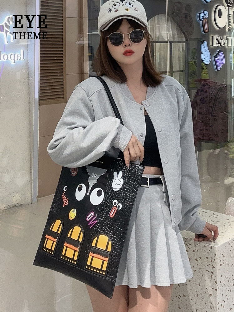 Damas lindas bolsas de dibujos animados de moda jugar graffiti bolsa de almacenamiento de gran capacidad diseño de diseño de cocodrilo 2712 #