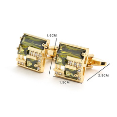 Cross-border golden hollow crystal cufflinks for men, trendy, personalized, light luxury square French-style shirt cuff fasteners for men, gift.