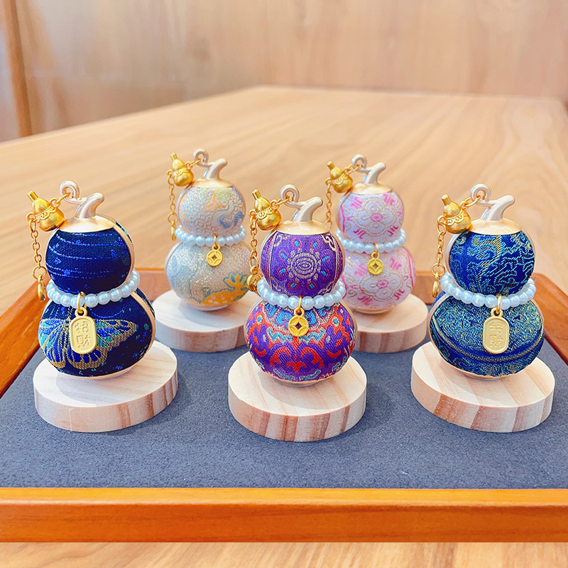 【Finished Product】Intangible Cultural Heritage Silk Song Brocade Gourd Rotating Car Ornament, High-end Car and Desktop Decoration Gift