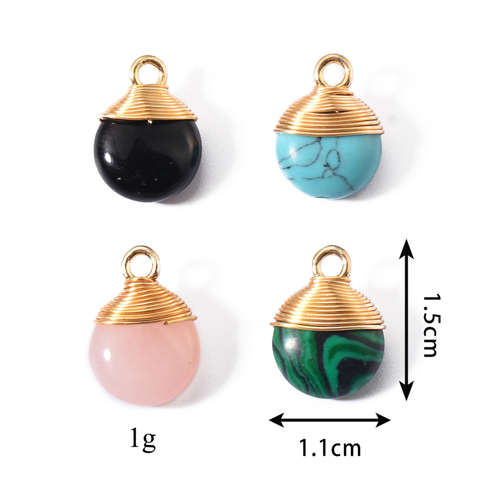 5 Pcs/package Simple Style Round Natural Stone Plating Pendant Jewelry Accessories display picture 1