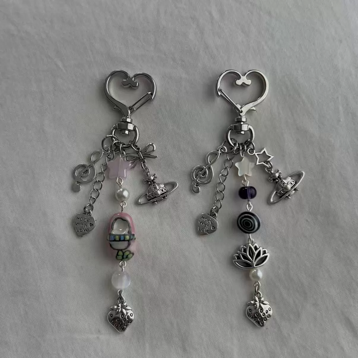 Pendant charm, handmade beaded phone & bag accessory with alloy car, 12×3×1 cm, 16 g