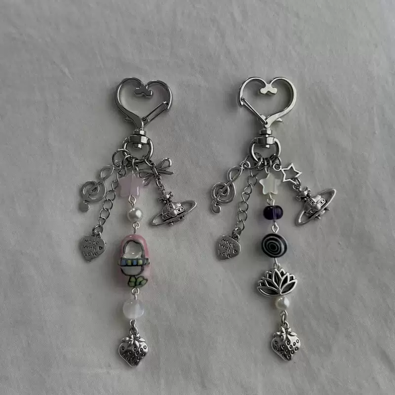 Pendant charm, handmade beaded phone & bag accessory with alloy car, 12×3×1 cm, 16 g