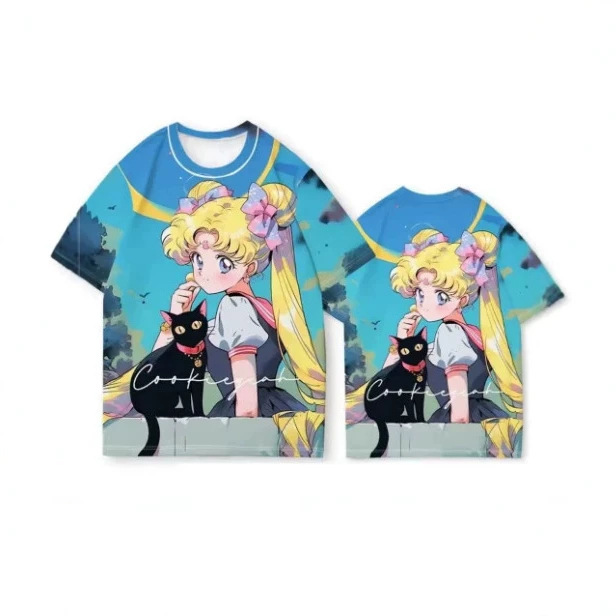 2026 Summer Sailor Moon Animated Print T-Shirt Fashionable Casual Breathable Loose Outdoor Short-Sleeved Top 2026 Summer Sailor Moon Animated Print T-Shirt Fashionable Casual Breathable Loose Outdoor Short-Sleeved Top