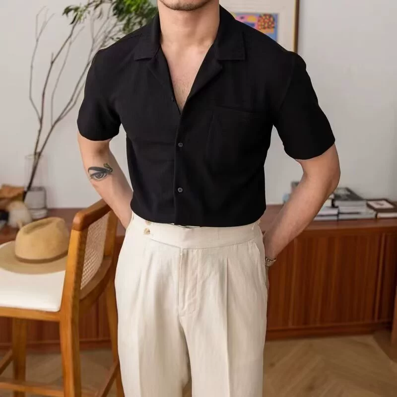 Silk summer thin shirt, with short sleeve