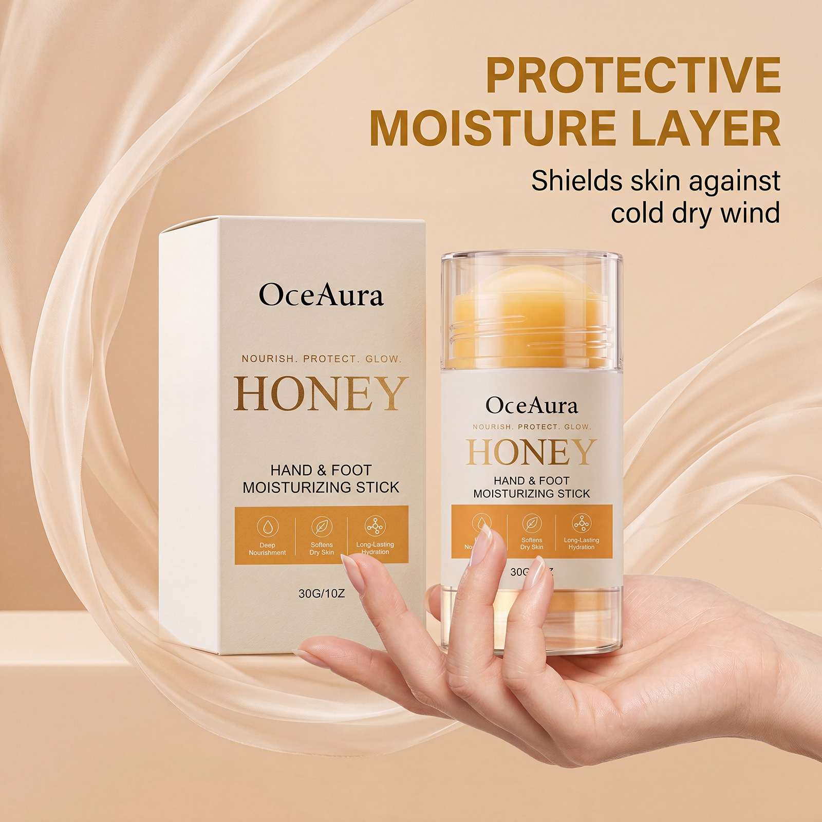 Oceaura Honey Hand and Foot Moisturizing Care Stick Softens Rough Body Skin Moisturizing Stick Portable and Convenient