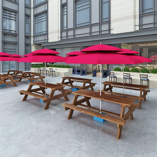 zsr outdoor table and chair combination milk tea barbecue shop courtyard outdoor canteen conjoined dining table and chairs with umbrella park solid wood