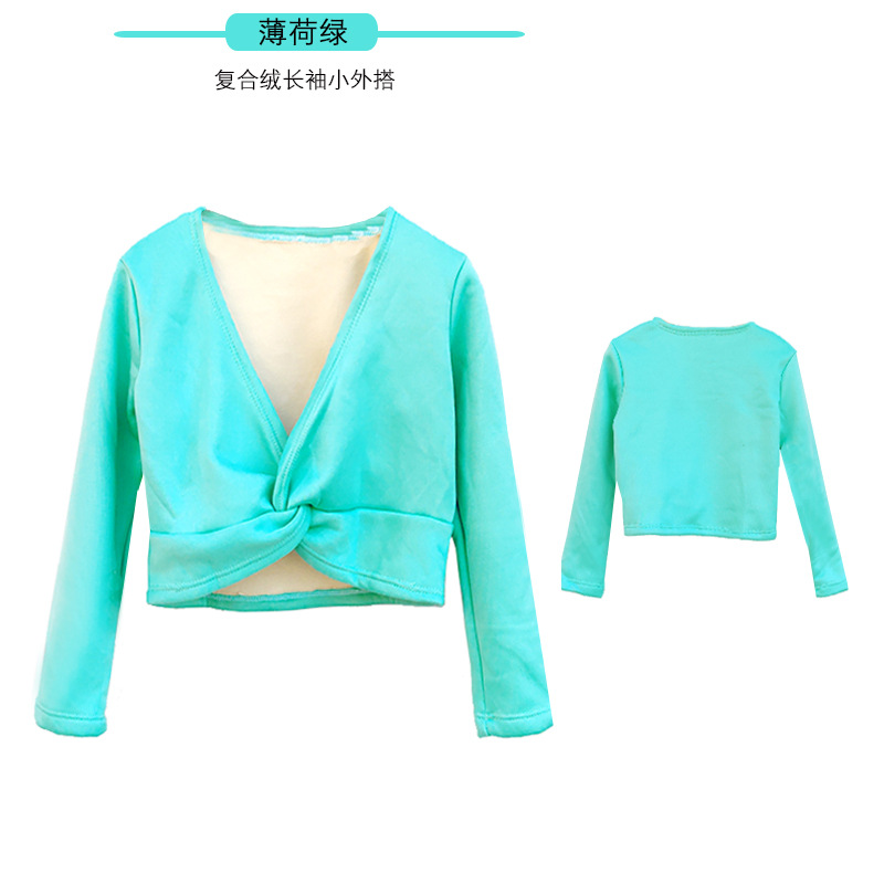 Venta al por mayor Dancing Fleece chaqueta de terciopelo compuesto de manga larga chal ropa de baile para niños ropa de práctica para Niñas Ropa exterior
