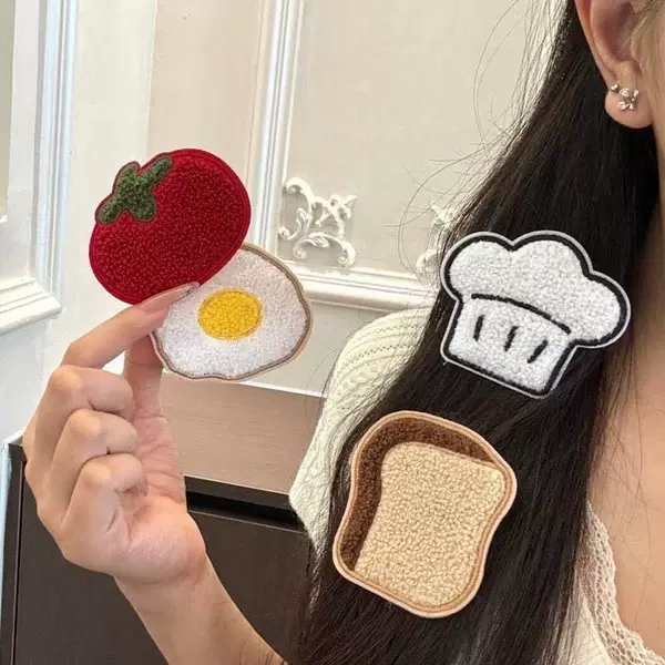 Cute cartoon chef hat hair patch for girls, seamless forehead bangs patch, hair styling magic tape