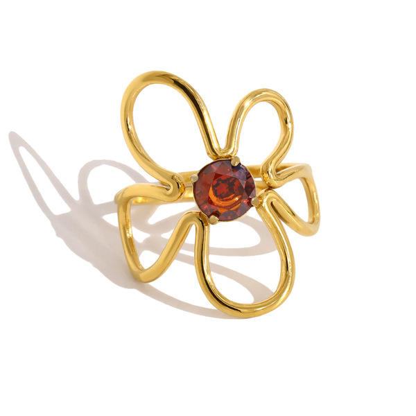 brand universal design ring with stone stainless steel with zircon