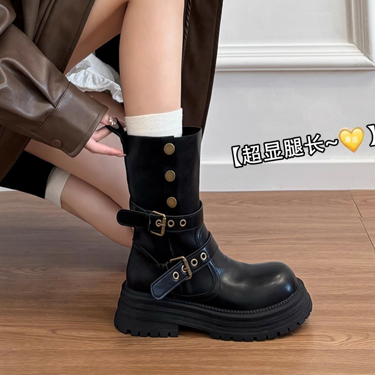 Cowhide Version ~ Genuine Leather Thick-Soled Maillard Mid-Calf Short Boots for Women 2025 New British Style Retro Brown Boots