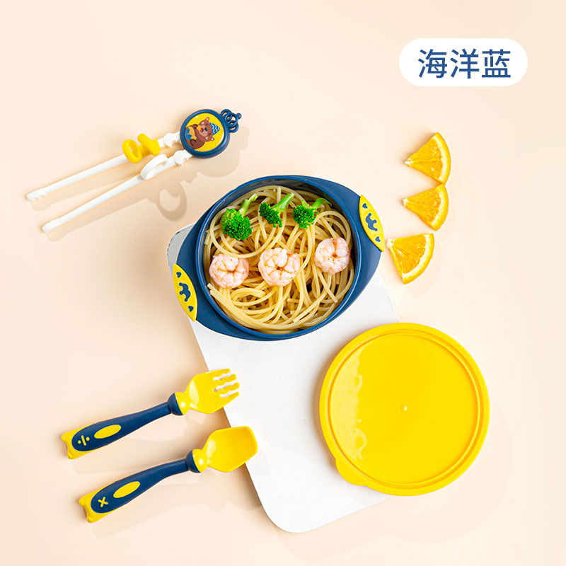 Conjunto de cubiertos para bebés PP tazón de comida para niños palillos cucharas para bebés alimentos suplementarios anti-espiración ventosa tazón para beber gachas artefacto mágico