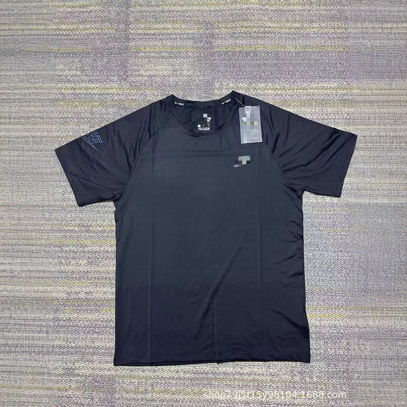 越境貿易アイスシルクTシャツ半袖速乾通気性トップスランニングフィットネスゆったりスポーツメンズセットアイス感|undefined