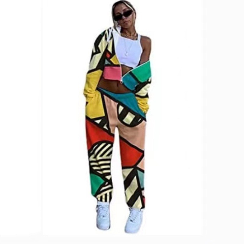 Conjunto de Sudadera Informal con Cuello Redondo y Estampado Holgado para Mujer, Estilo Europeo y Americano, Novedad de Comercio Exterior Transfronterizo para Otoño 2025