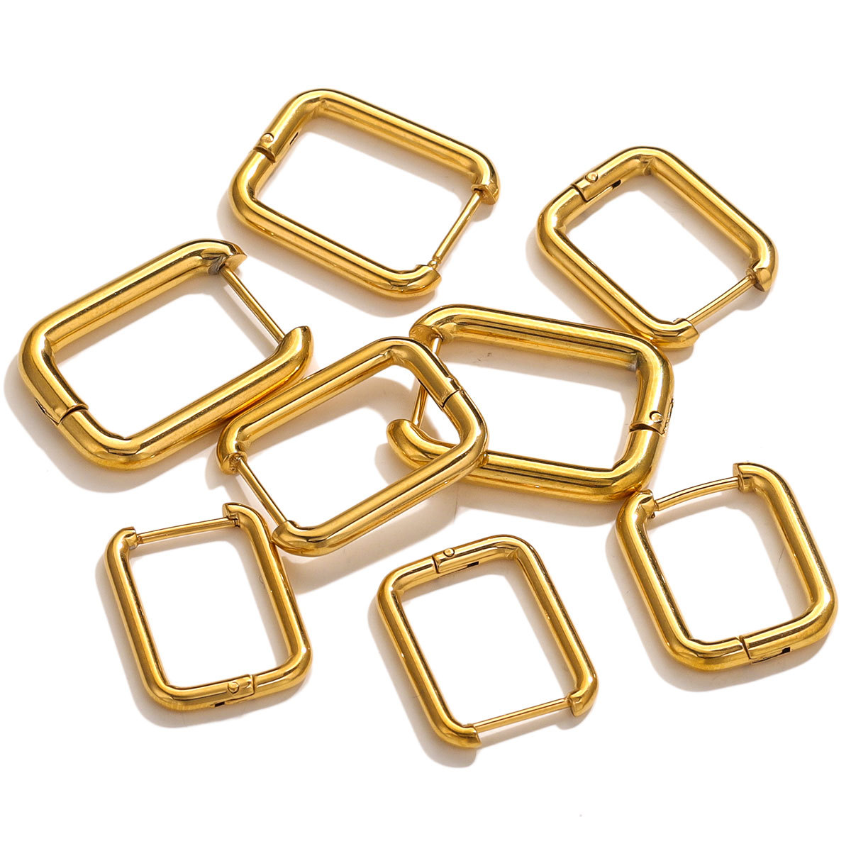 Titanio acero cuadrado oído hebilla simple moda brillante pendientes rectangulares DIY accesorios de la joyería impermeable vacío plateado joyería