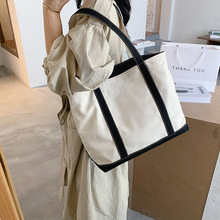 包包2023新款韓版時尚帆布包ins托特包大容量女潮流單肩包亞馬遜