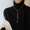 Sweater, demi-season brand metal chain, long necklace