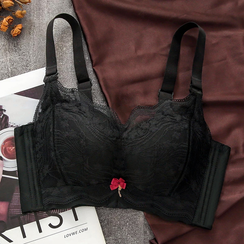 Entidad estilo inalámbrico súper grueso 6cm ropa interior de las mujeres Sujetador push up grueso ajustable pecho plano pequeño pecho sujetador grande image 6