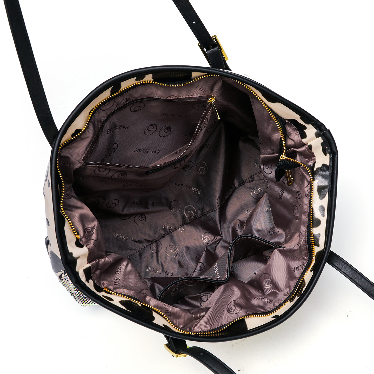 Diseño de dibujos animados impresos de tres piezas para mujeres con diamantes multipropósito bolsas de brazo con cremallera casuales para mujeres 2872 #