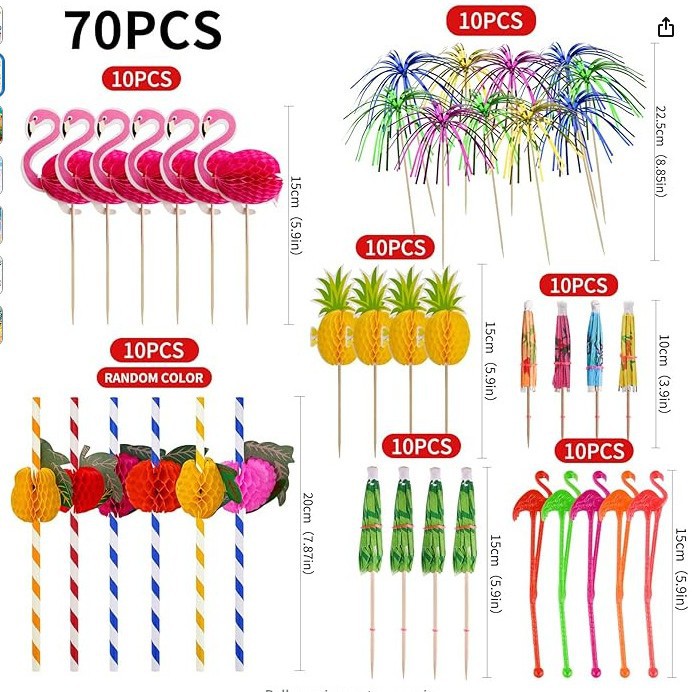 Traje combinación Hawaii Internet celebridad postre hornear decoración Tarjeta de inserción taza de vacaciones paraguas signo Flamingo panal