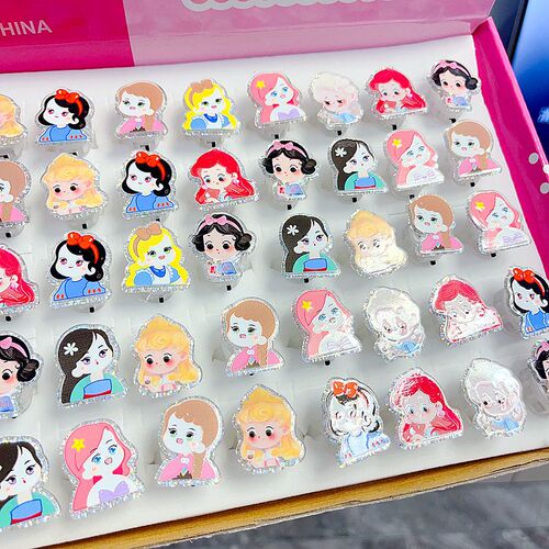 Creative flashing light ring with switch Children's Day hot selling cute ring interesting toy cartoon princess toddler gift