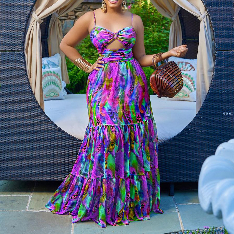 Women's Floral Strappy Sleeveless Maxi Dress