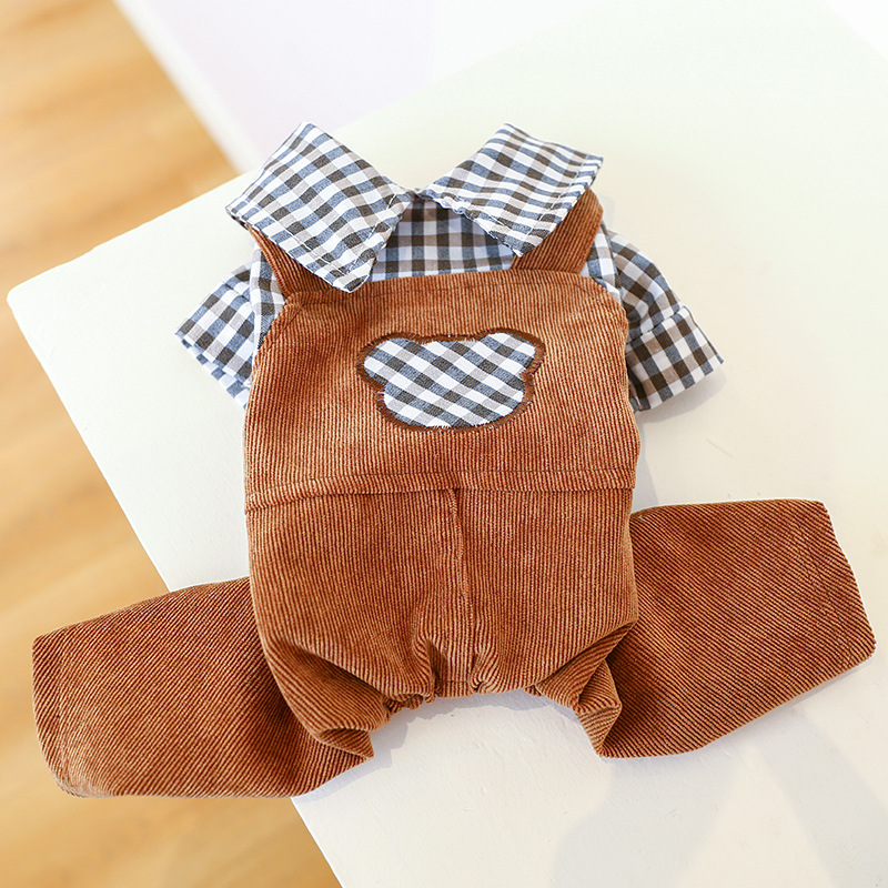 熊格ストラップパンツ-コーヒー格