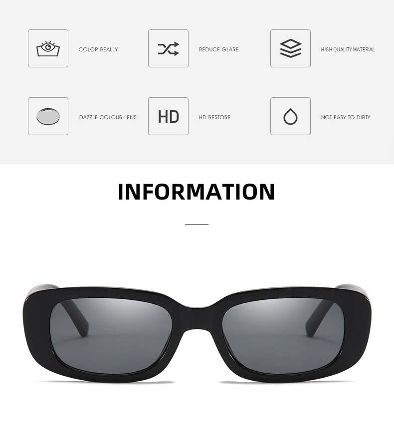 50g Weight Full Frame Glasses Structure Sunglasses Classification PC, UV400 Protection Lens Material Square Glasses Style Outdoor, Travel Occasion Solid Color Pattern Unisex Gender Casual, Simple Style Style Casual Simple Style Solid Color PC UV400 Protection Square Full Frame Women's Sunglasses 1