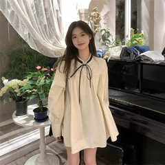 小个子衬衫娃娃连衣裙子女春秋新款法式温柔小众减龄短裙超仙内搭