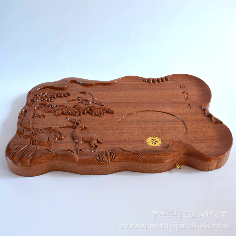 功夫茶具鸡翅木茶盘大如意茶盘实木茶台家用茶具盘现代中式茶托盘