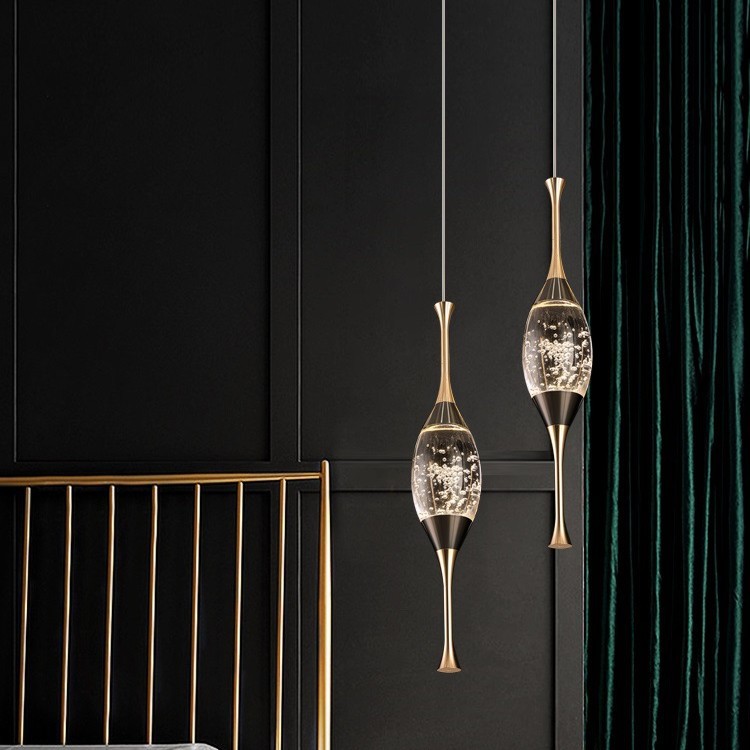 Dormitorio Crystal Luxury Premium 2024 lámpara dormitorio principal bar simple pequeño cabina de suspensión ligera lámpara de suspensión moderna elevación cabezal de cama
