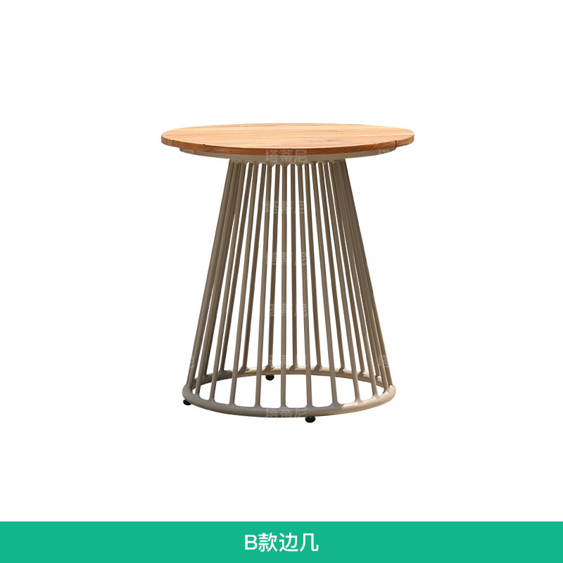 Balcón mesa de café pequeño apartamento sala de estar hogar Luz al aire libre lujo moderno Mesa Redonda de madera maciza mesa lateral de aleación de aluminio al aire libre image 7