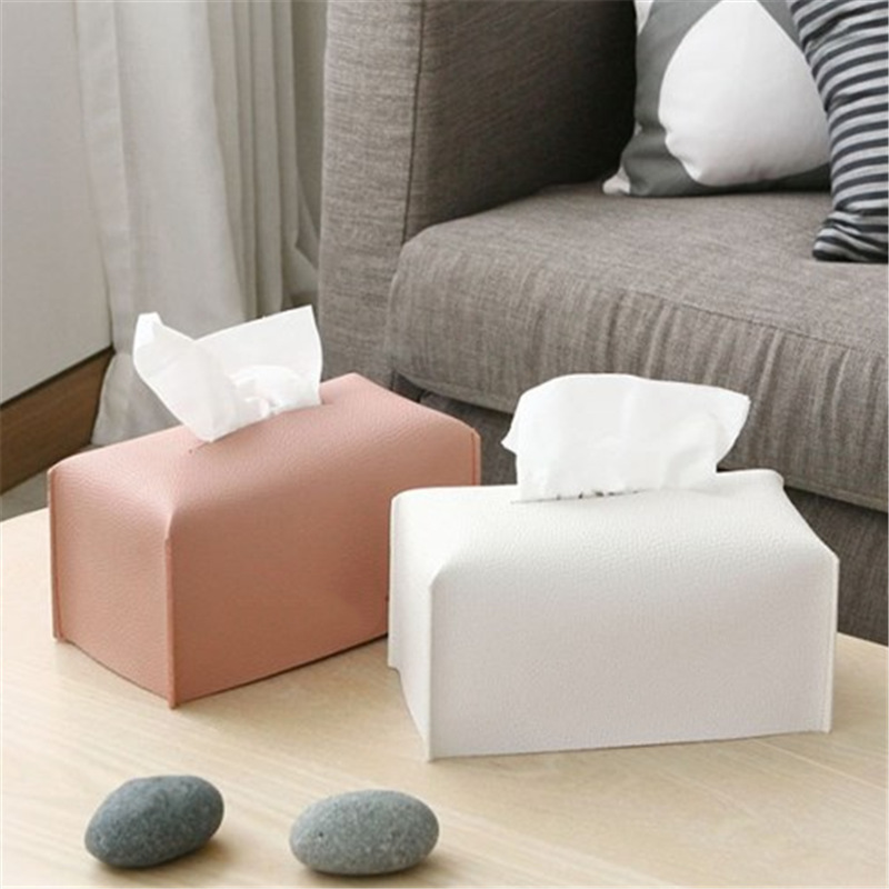 Spot Nordic Car Tissue Box Large Leather Tissue Box Living Room Bathroom Waterproof Roll Folding Tissue Holder