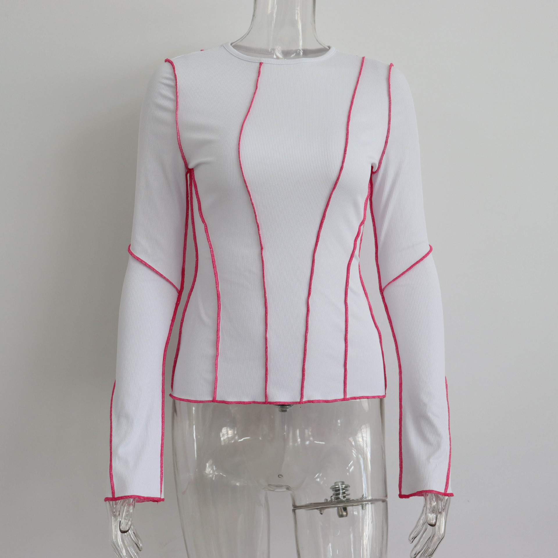 Autumn Winter Round Neck Bell Sleeve Sunken Stripe Top Women Arrival Bottoming Women Sexy Long Sleeve 7 Autumn Winter Round Neck Bell Sleeve Sunken Stripe Top Women Arrival Bottoming Women Sexy Long Sleeve