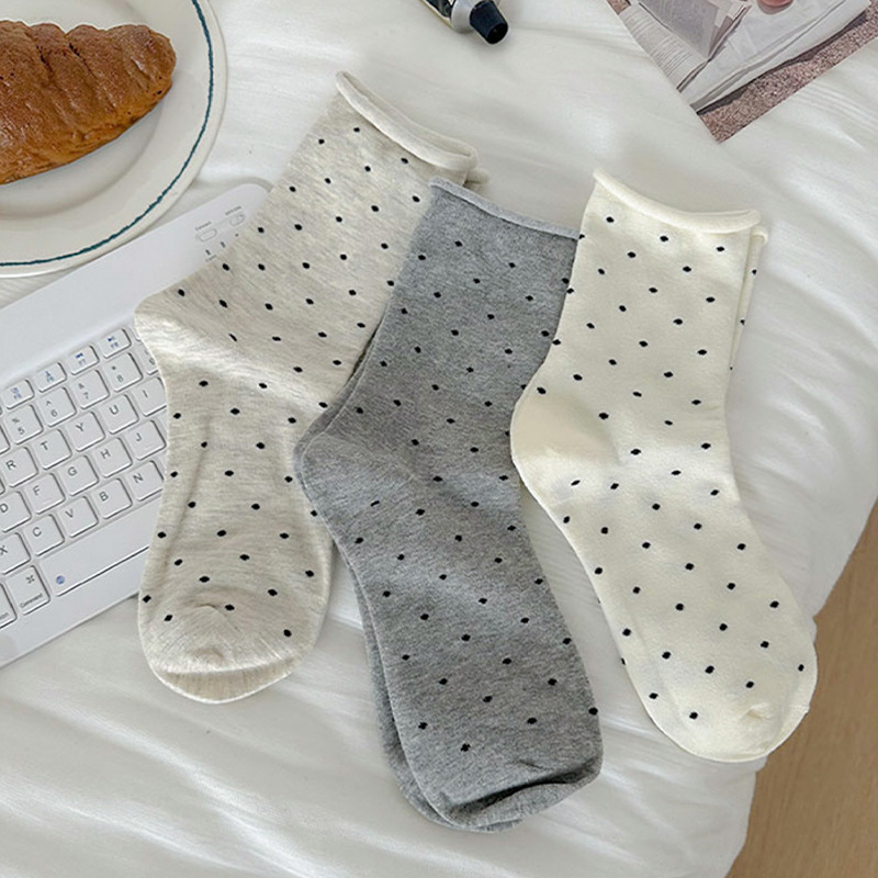 Primavera y otoño gris ondulado calcetines de mujer juguetona con calcetines de botellas de burkin japonés