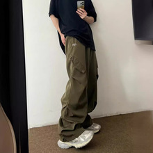 美式军绿色工装裤子男生夏季新款国潮情侣嘻哈复古vibe休闲长裤子