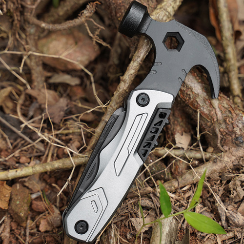Cross-border multifunctional claw hammer with knife and bit for camping, outdoor portable tool, home repair emergency claw hammer